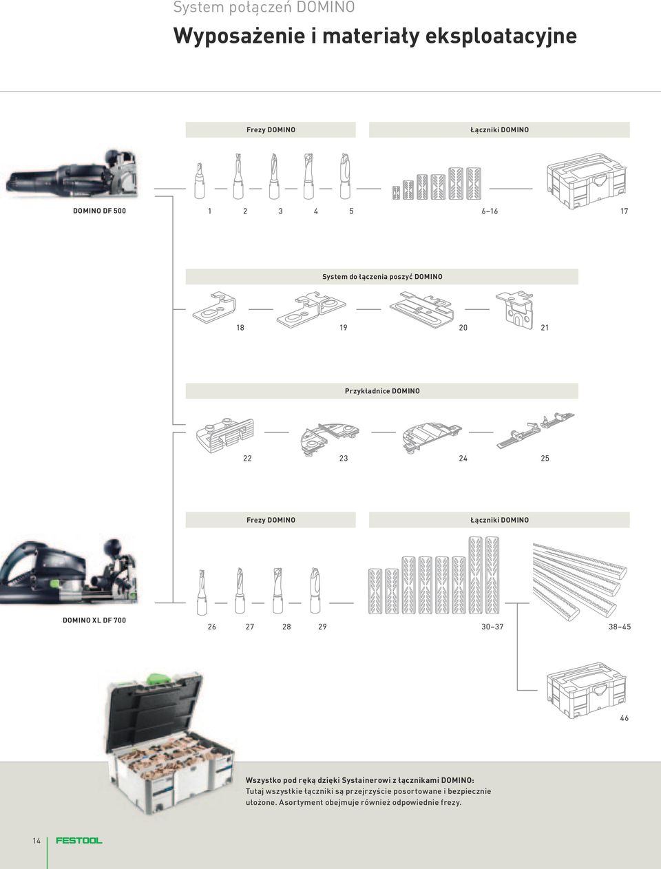 DOMINO XL DF 700 Wszystko pod ręką dzięki Systainerowi z łącznikami DOMINO: Tutaj wszystkie