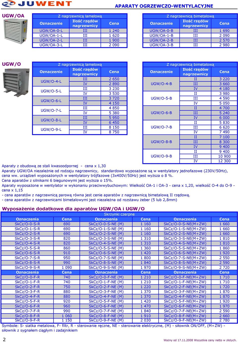 IV 5 050 UGW/O-7-L 4 850 4 700 IV 5 380 UGW/O-6-B 5 240 UGW/O-8-L 5 950 IV 6 000 IV 6 450 5 830 UGW/O-9-L 8 UGW/O-7-B 6 620 IV 8 750 IV 7 490 7 100 UGW/O-8-B 8 300 IV 9 9 UGW/O-9-B 10 900 IV 12 300