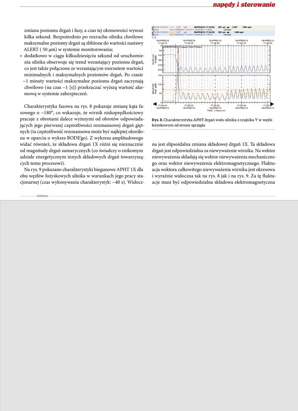 silnika obserwuje się trend wzrastający poziomu drgań, co jest także połączone ze wzrastającym rozrzutem wartości minimalnych i maksymalnych poziomów drgań.