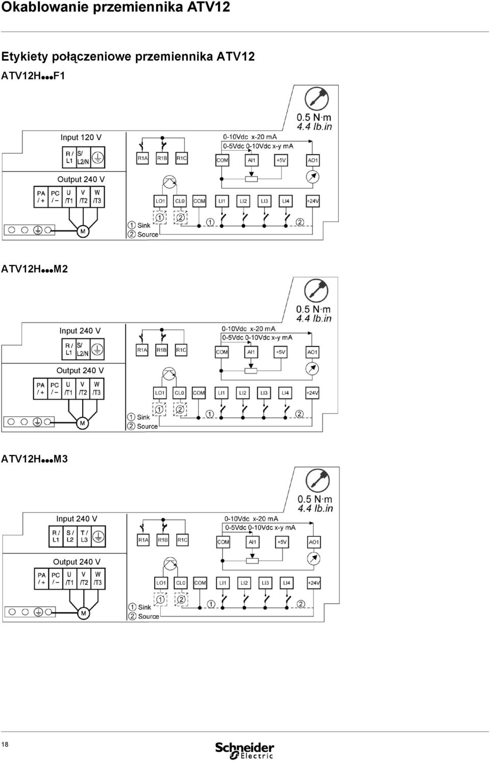 Input 120 V Output 240 V ATV12HpppM2 Input 240