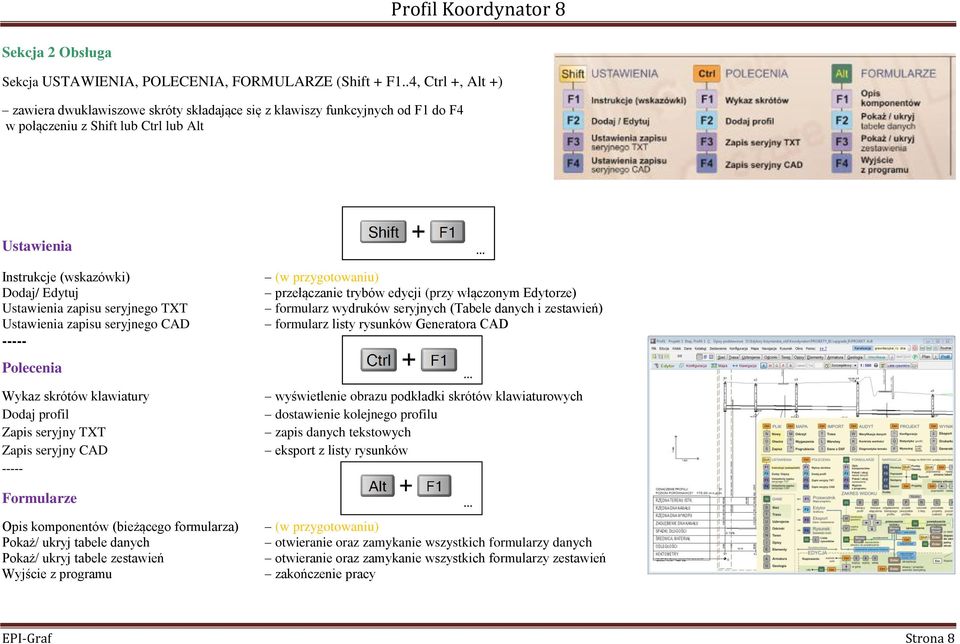 zapisu seryjnego TXT Ustawienia zapisu seryjnego CAD ----- Polecenia Wykaz skrótów klawiatury Dodaj profil Zapis seryjny TXT Zapis seryjny CAD ----- Formularze Opis komponentów (bieżącego formularza)