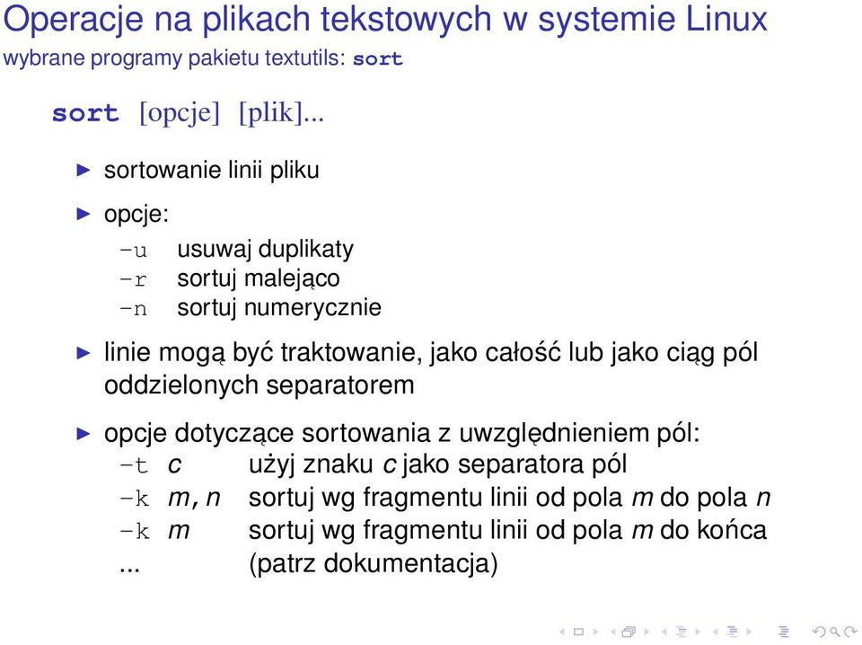 traktowanie, jako całość lub jako ciag pól oddzielonych separatorem opcje dotyczace sortowania z uwzgl ednieniem