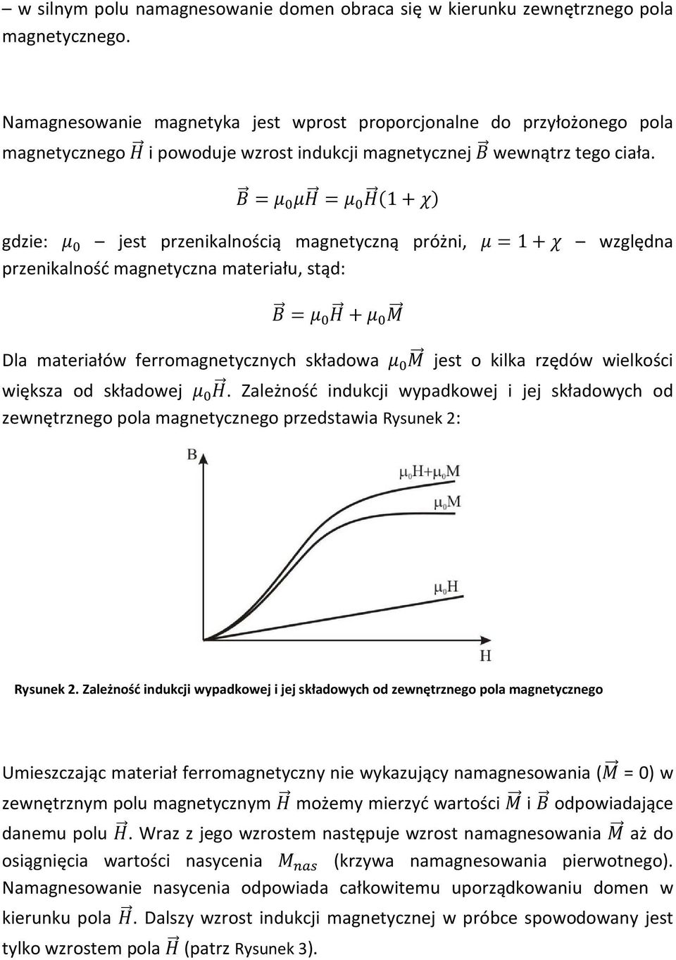 1 gdzie: jest przenikalnością magnetyczną próżni, 1 względna przenikalność magnetyczna materiału, stąd: Dla materiałów ferromagnetycznych składowa jest o kilka rzędów wielkości większa od składowej.