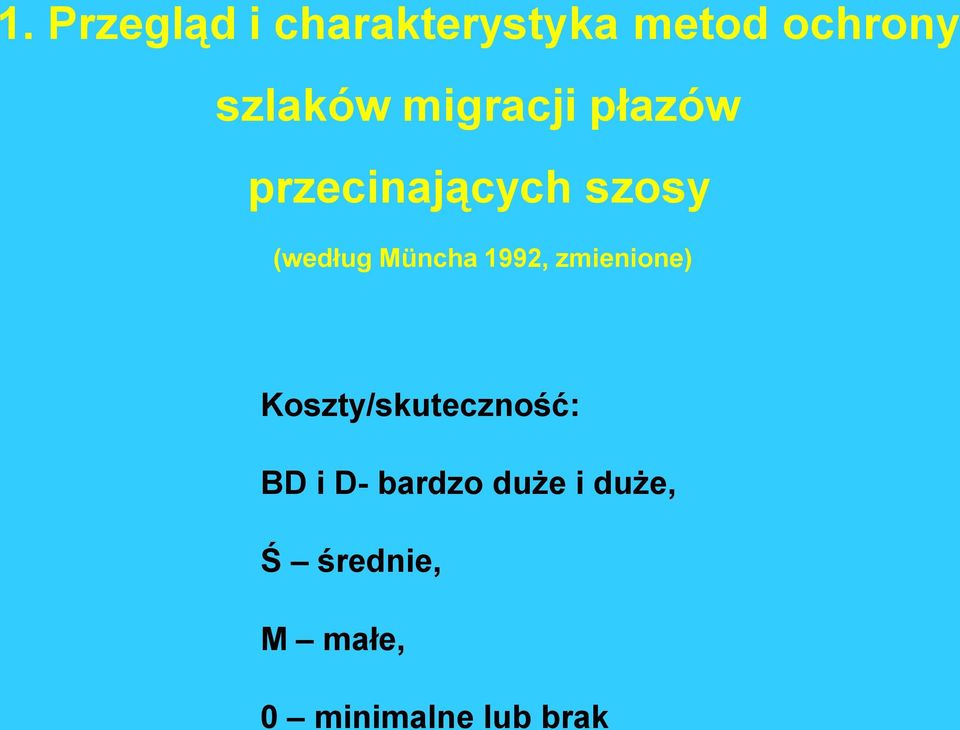 1992, zmienione) Koszty/skuteczność: BD i D- bardzo