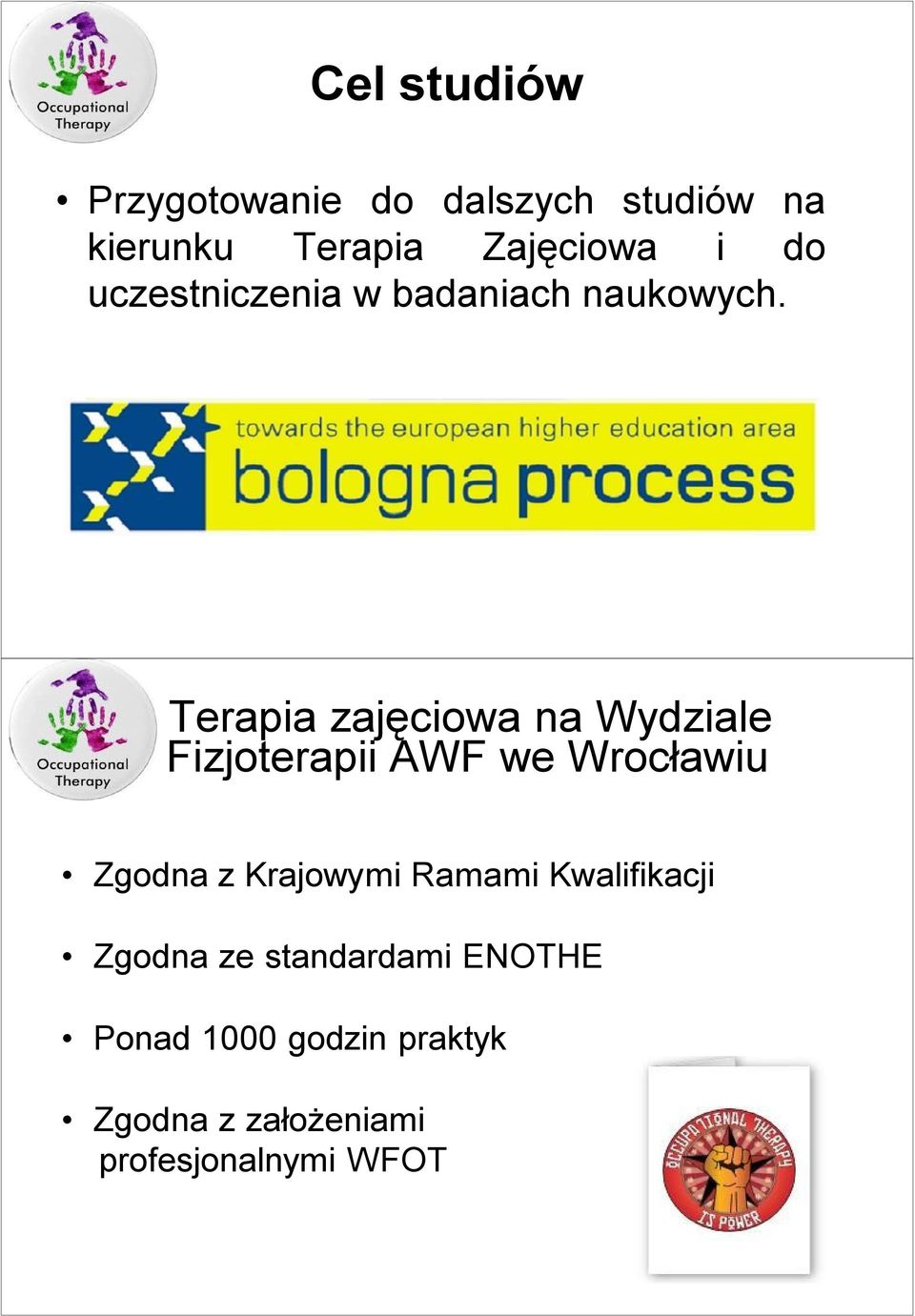 Terapia zajęciowa na Wydziale Fizjoterapii AWF we Wrocławiu Zgodna z Krajowymi