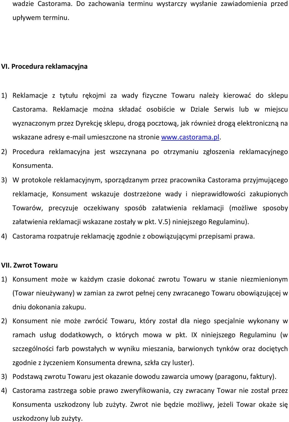 REGULAMIN SPRZEDAŻY W SKLEPACH CASTORAMA POLSKA SP. Z O.O. - PDF Free  Download