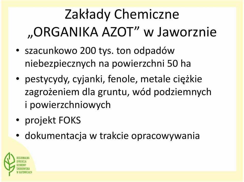 cyjanki, fenole, metale ciężkie zagrożeniem dla gruntu, wód