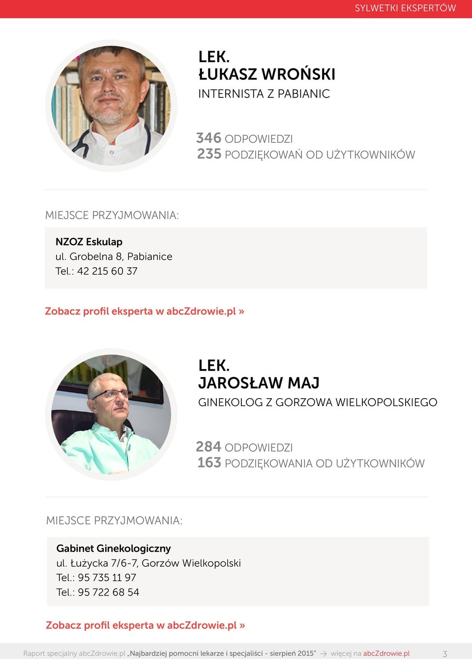 : 42 215 60 37 JAROSŁAW MAJ GINEKOLOG Z GORZOWA WIELKOPOLSKIEGO 284 ODPOWIEDZI 163