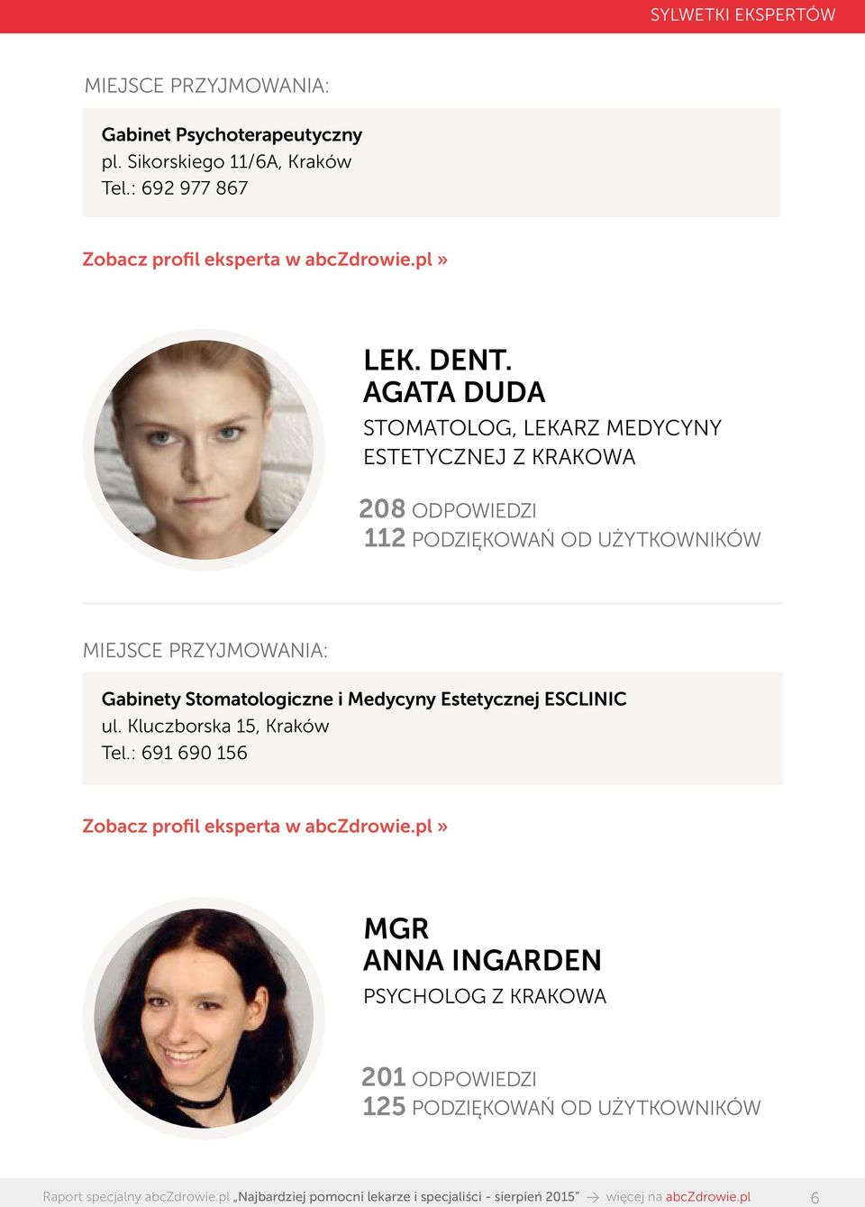 UŻYTKOWNIKÓW Gabinety Stomatologiczne i Medycyny Estetycznej ESCLINIC ul.