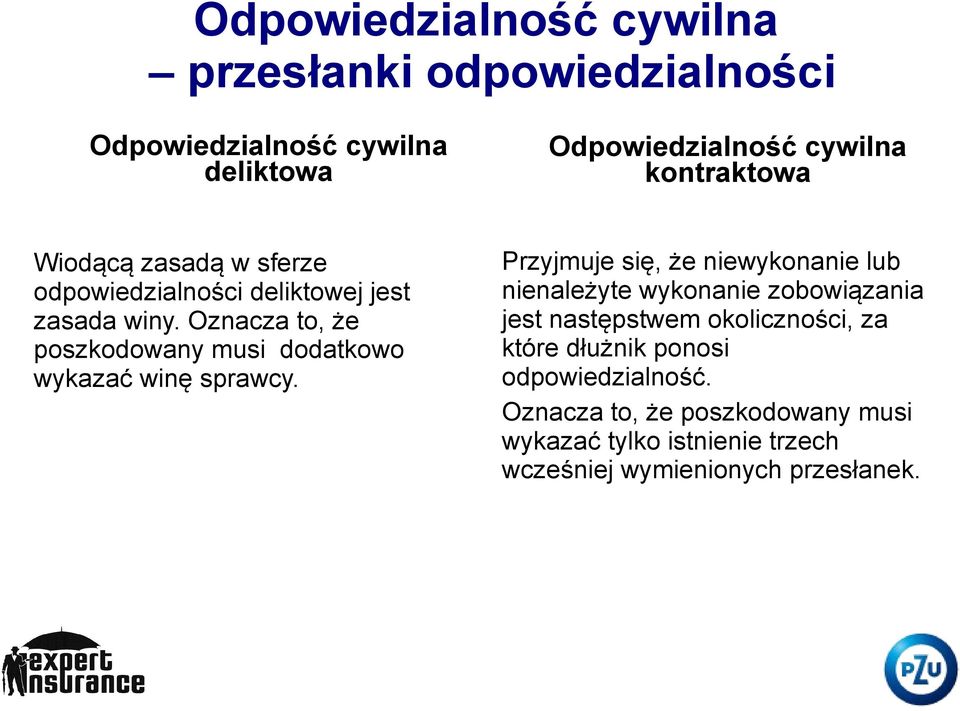 Oznacza to, że poszkodowany musi dodatkowo wykazać winę sprawcy.