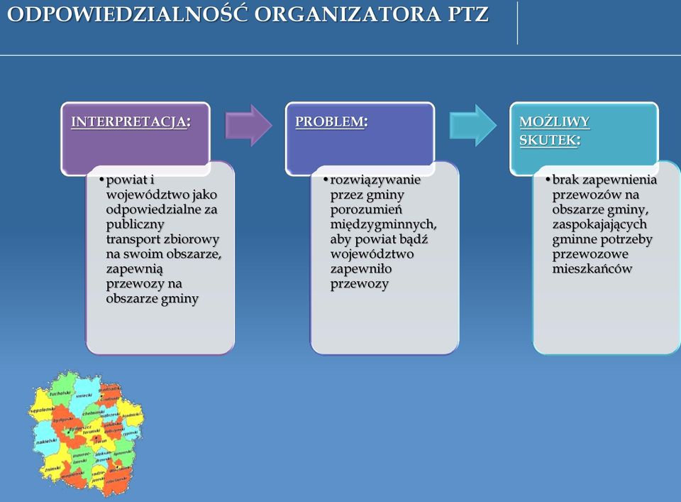 gminy rozwiązywanie przez gminy porozumień międzygminnych, aby powiat bądź województwo zapewniło