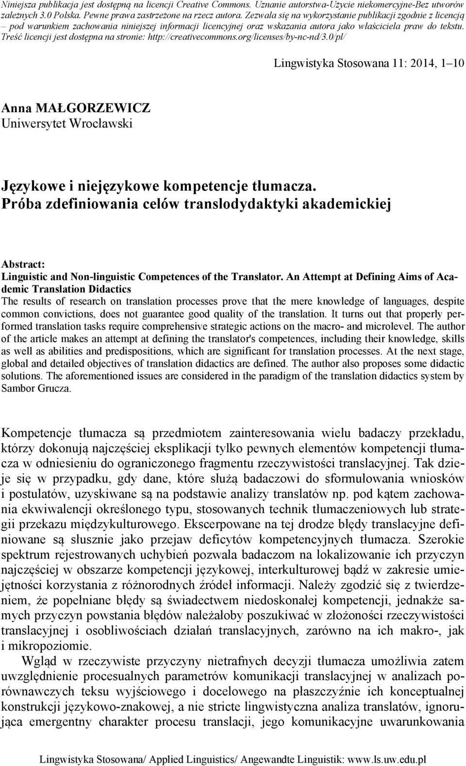 Treść licencji jest dostępna na stronie: http://creativecommons.org/licenses/by-nc-nd/3.