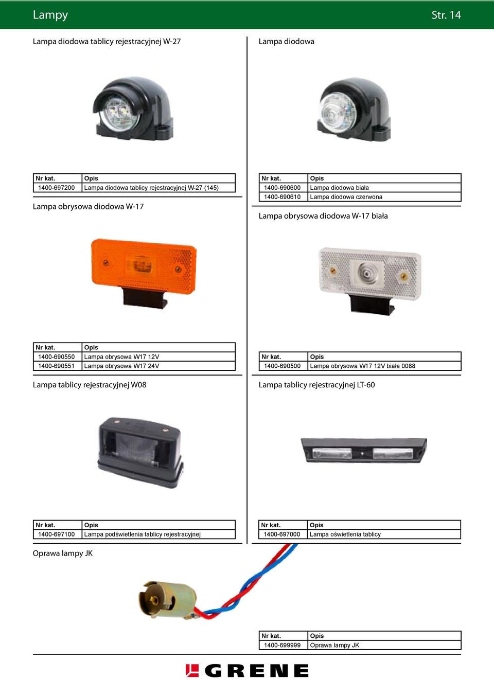 W-17 1400-690600 Lampa diodowa biała 1400-690610 Lampa diodowa czerwona Lampa obrysowa diodowa W-17 biała 1400-690550 Lampa obrysowa W17 12V