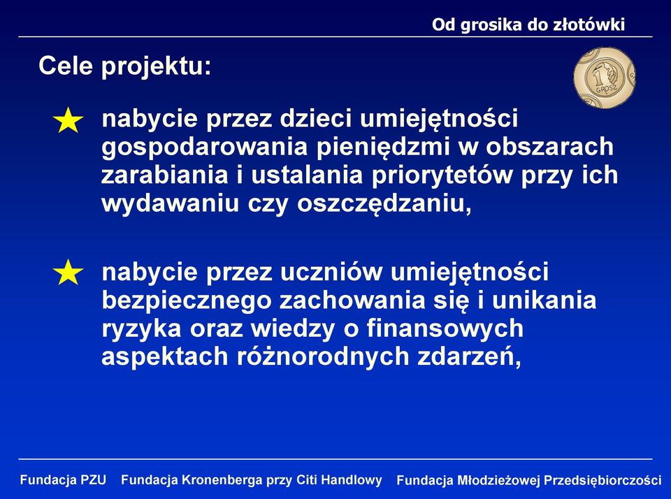 oszczędzaniu, nabycie przez uczniów umiejętności bezpiecznego zachowania