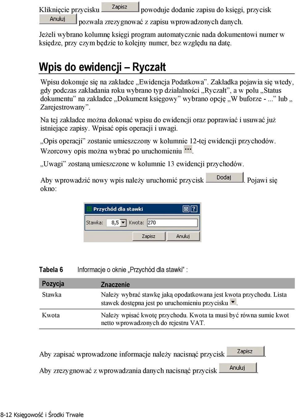 Wpis do ewidencji Ryczałt Wpisu dokonuje się na zakładce Ewidencja Podatkowa.