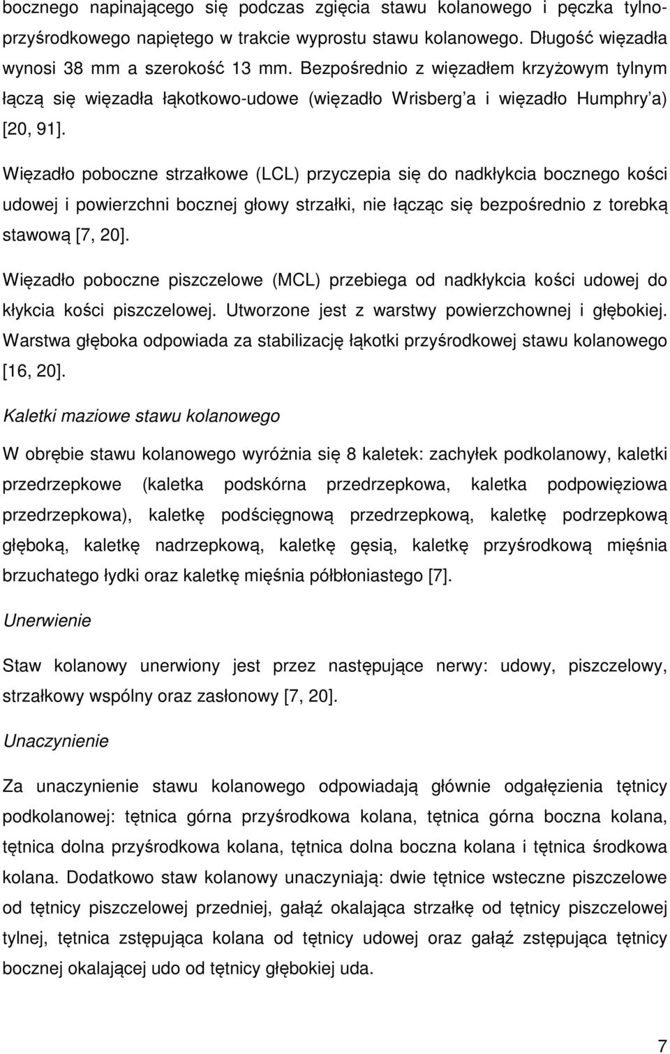 Więzadło poboczne strzałkowe (LCL) przyczepia się do nadkłykcia bocznego kości udowej i powierzchni bocznej głowy strzałki, nie łącząc się bezpośrednio z torebką stawową [7, 20].