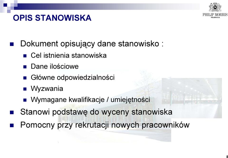 Wyzwania Wymagane kwalifikacje / umiejętności Stanowi