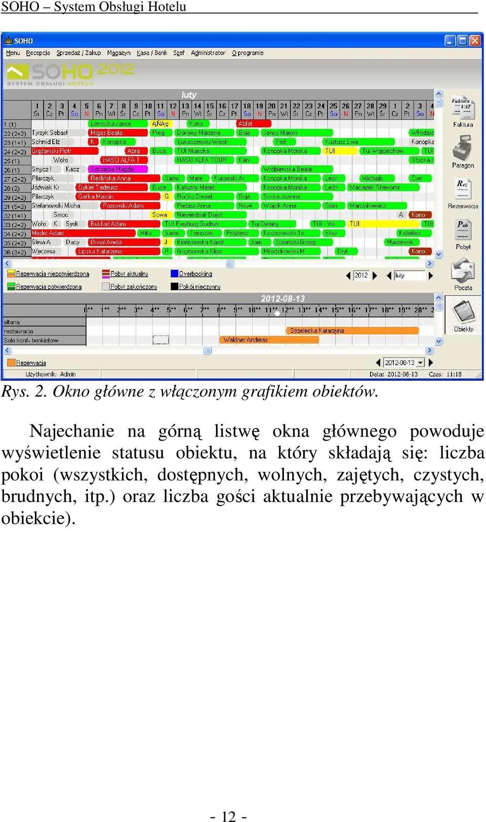 obiektu, na który składają się: liczba pokoi (wszystkich, dostępnych,