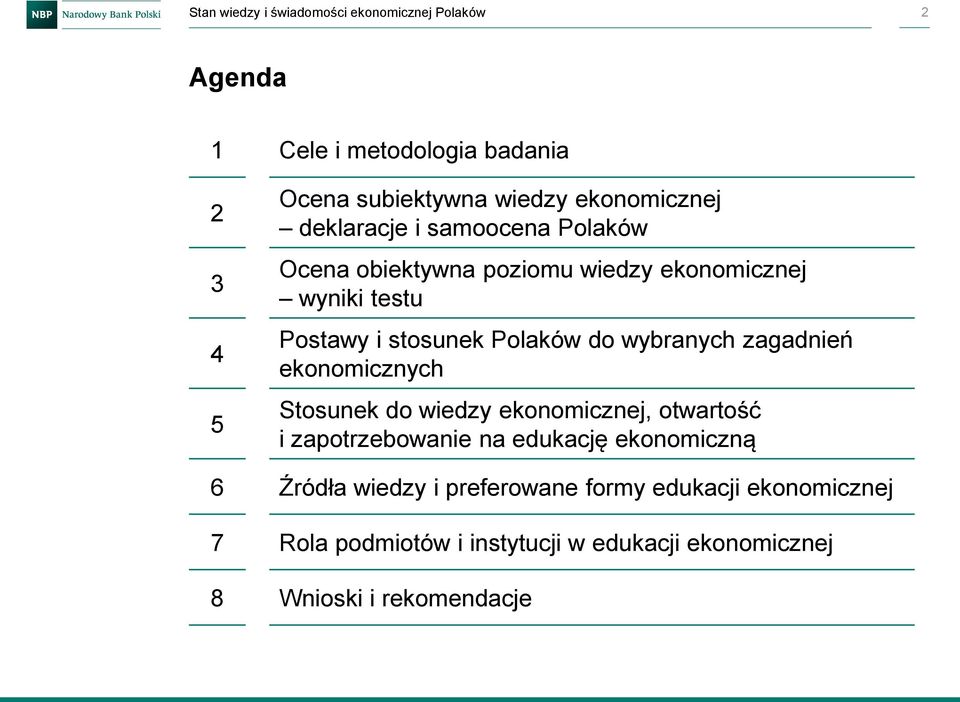 Polaków do wybranych zagadnień ekonomicznych Stosunek do wiedzy ekonomicznej, otwartość i zapotrzebowanie na edukację