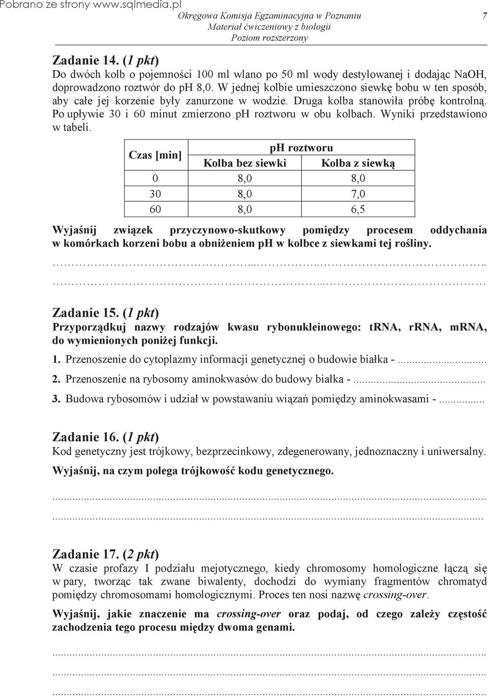 Wyniki przedstawiono w tabeli.