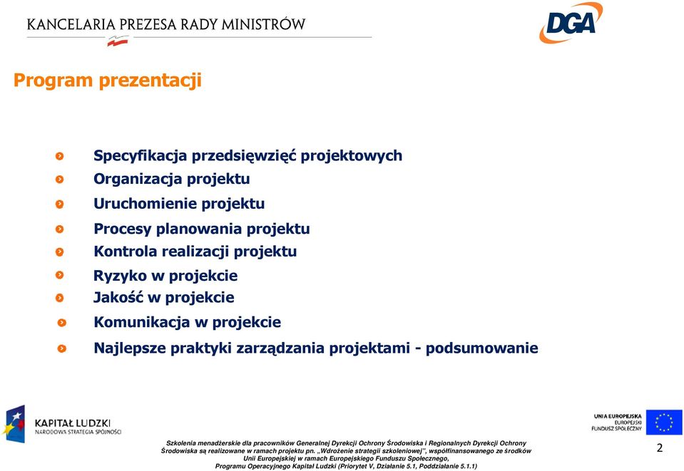 projektu Kontrola realizacji projektu Ryzyko w projekcie Jakość w