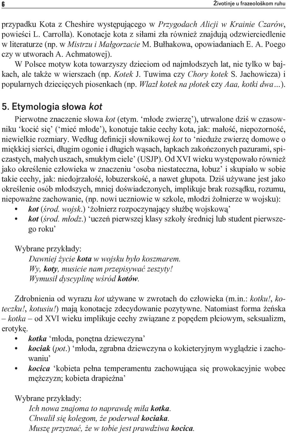W Polsce motyw kota towarzyszy dzieciom od najmłodszych lat, nie tylko w bajkach, ale także w wierszach (np. Kotek J. Tuwima czy Chory kotek S. Jachowicza) i popularnych dziecięcych piosenkach (np.