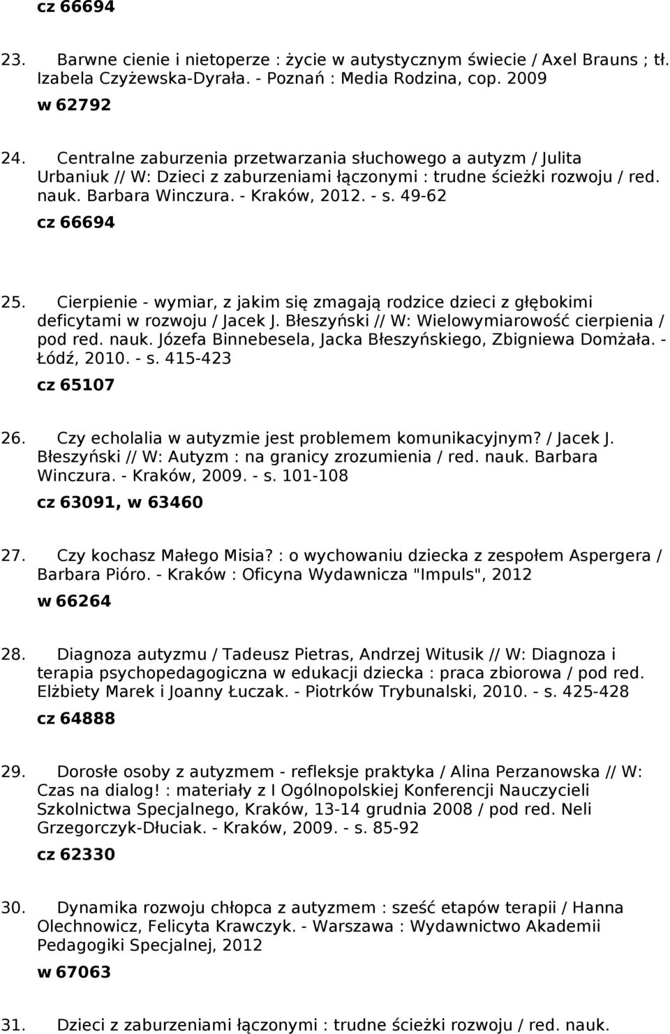 49-62 cz 66694 25. Cierpienie - wymiar, z jakim się zmagają rodzice dzieci z głębokimi deficytami w rozwoju / Jacek J. Błeszyński // W: Wielowymiarowość cierpienia / pod red. nauk.