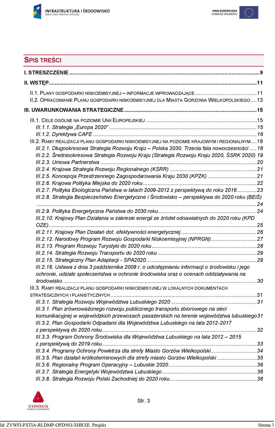 .. 15 III.1.2. Dyrektywa CAFE... 16 III.2. RAMY REALIZACJI PLANU GOSPODARKI NISKOEMISYJNEJ NA POZIOMIE KRAJOWYM I REGIONALNYM... 18 III.2.1. Długookresowa Strategia Rozwoju Kraju Polska 2030.