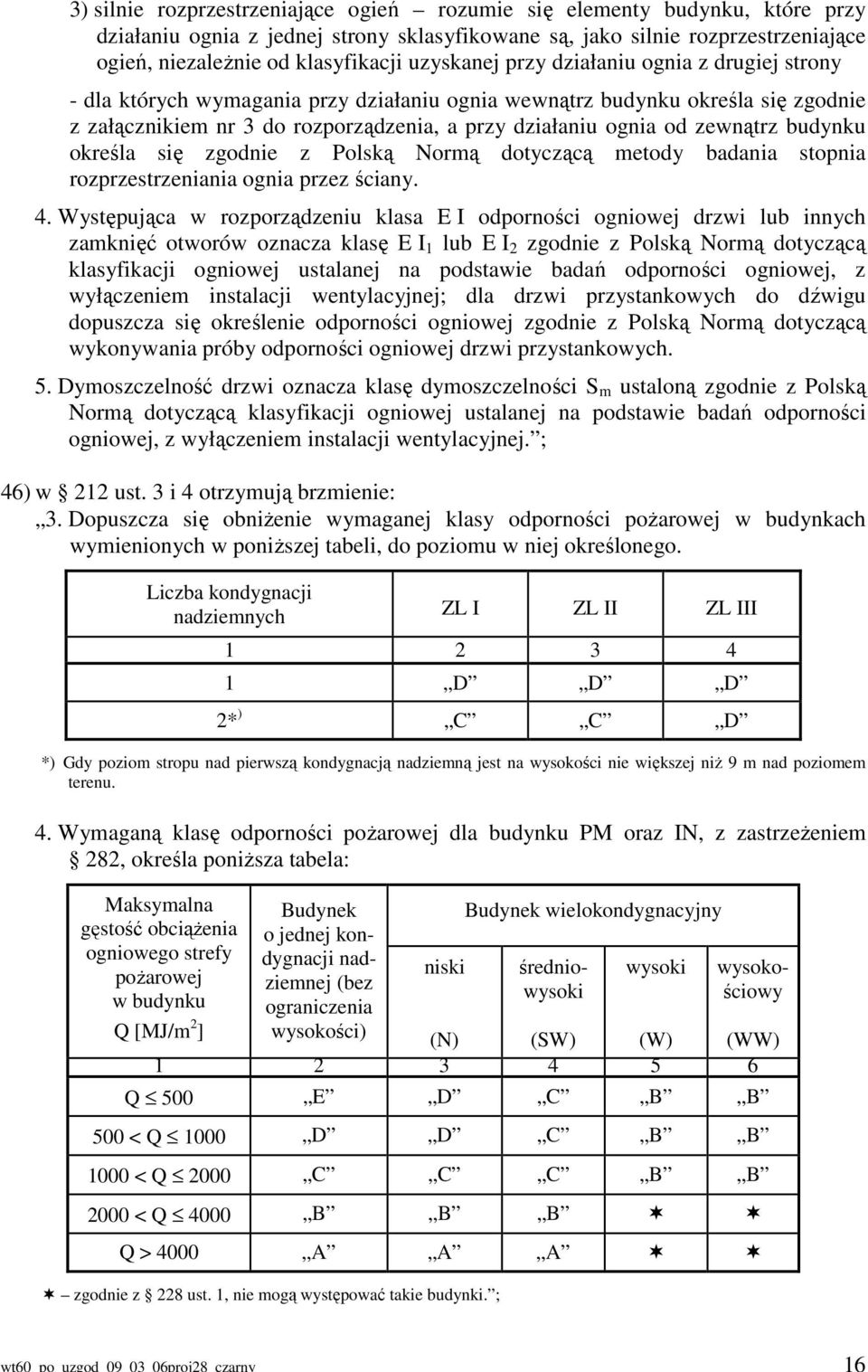 rozporządzenia, a przy działaniu ognia od zewnątrz budynku określa się zgodnie z Polską Normą dotyczącą metody badania stopnia rozprzestrzeniania ognia przez ściany. 4.