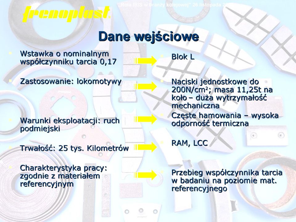 odporność termiczna Warunki eksploatacji: ruch podmiejski Trwałość: 25 tys.