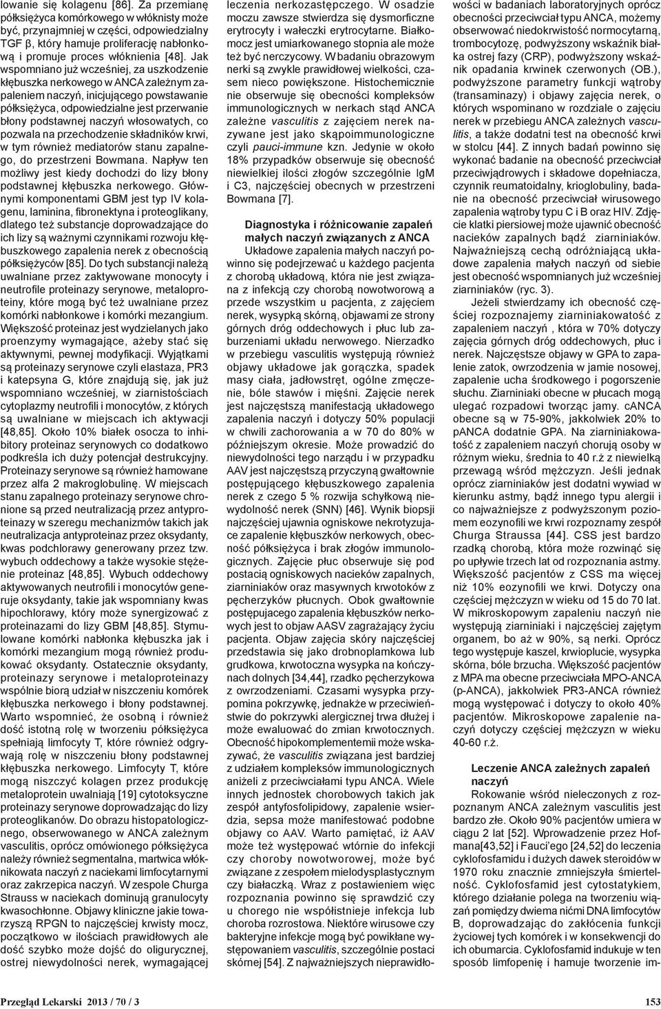 Jak wspomniano już wcześniej, za uszkodzenie kłębuszka nerkowego w ANCA zależnym zapaleniem naczyń, inicjującego powstawanie półksiężyca, odpowiedzialne jest przerwanie błony podstawnej naczyń