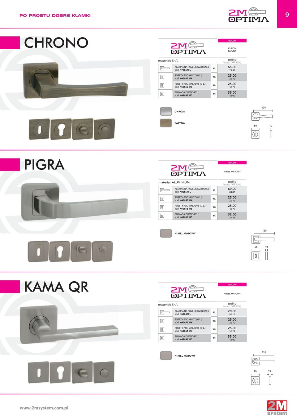 K65653 WC WL 69,00 84,87 WK 25,00 WB 25,00 WC 32,00 39,36 130 55 10 KAMA QR materiał: ZnAl