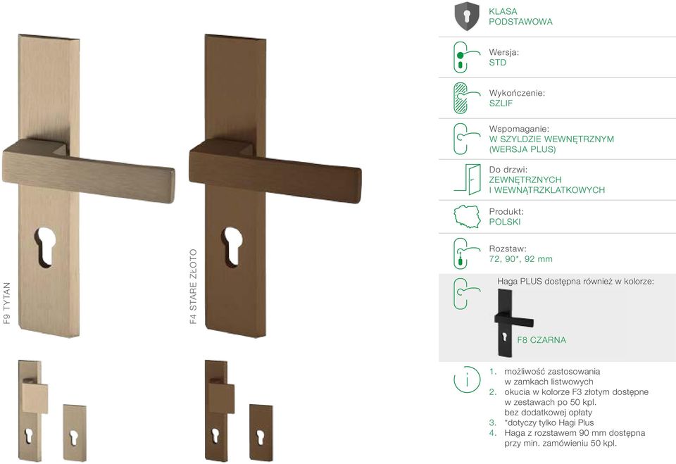 również w kolorze: F8 CZARNA 1. możliwość zastosowania w zamkach listwowych 2.