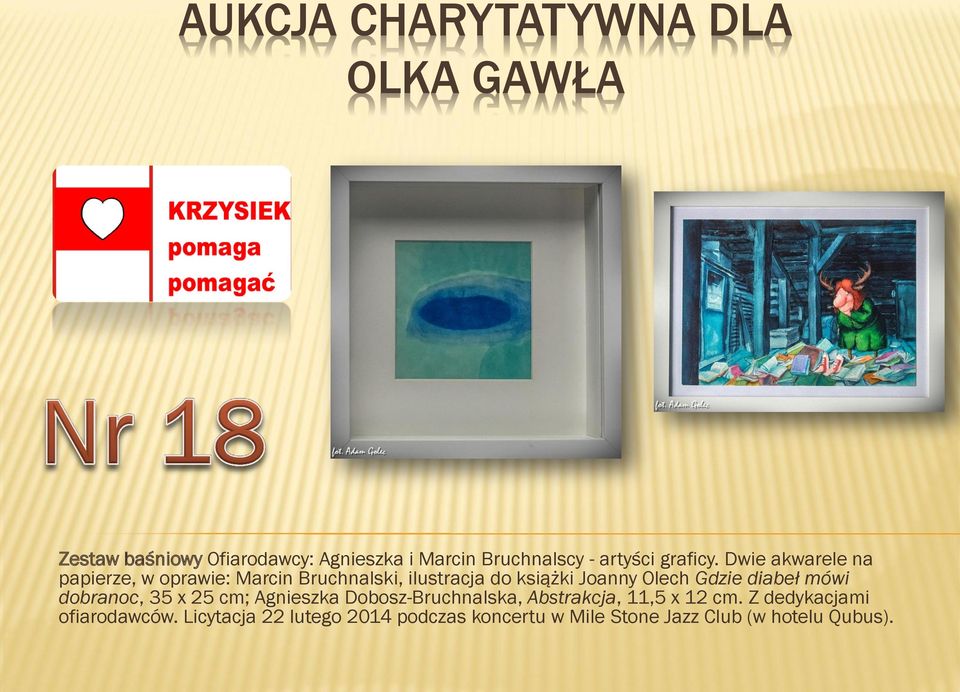 Gdzie diabeł mówi dobranoc, 35 x 25 cm; Agnieszka Dobosz-Bruchnalska, Abstrakcja, 11,5 x 12 cm.