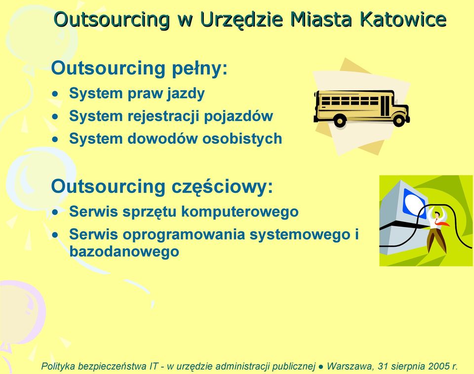 dowodów osobistych Outsourcing częściowy: Serwis sprzętu