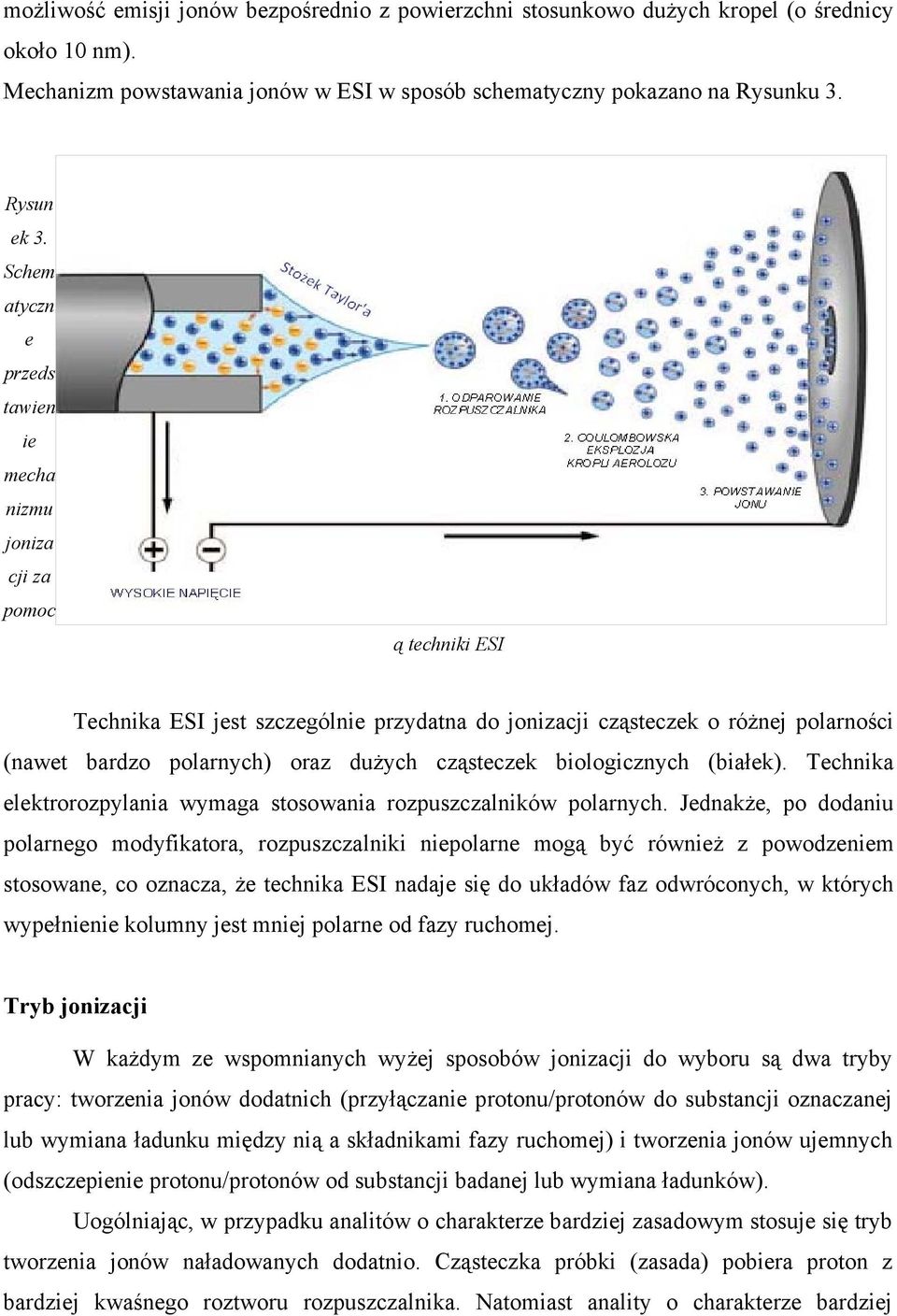 cząsteczek biologicznych (białek). Technika elektrorozpylania wymaga stosowania rozpuszczalników polarnych.