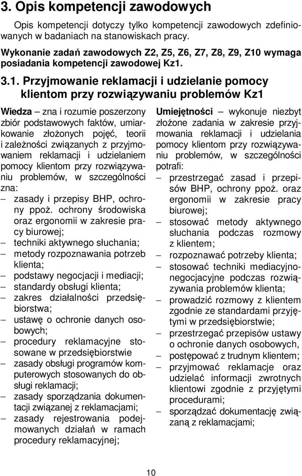 wymaga posiadania kompetencji zawodowej Kz1.