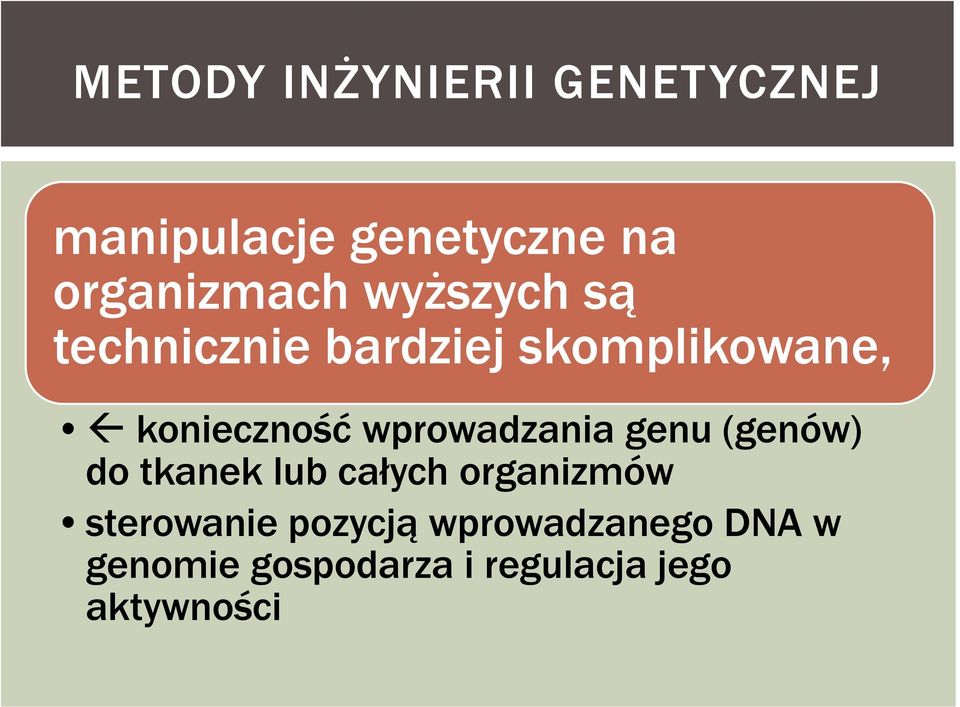 wprowadzania genu (genów) do tkanek lub całych organizmów