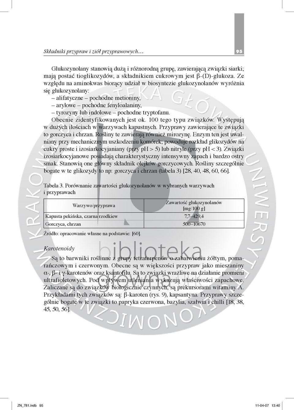 tryptofanu. Obecnie zidentyfikowanych jest ok. 100 tego typu związków. Występują w dużych ilościach w warzywach kapustnych. Przyprawy zawierające te związki to gorczyca i chrzan.