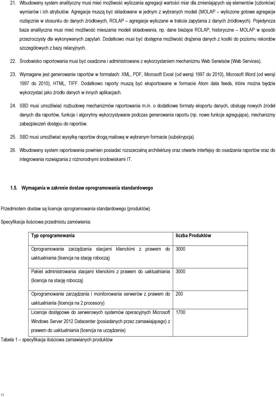 źródłowych). Pojedyncza baza analityczna musi mieć możliwość mieszania modeli składowania, np. dane bieżące ROLAP, historyczne MOLAP w sposób przezroczysty dla wykonywanych zapytań.