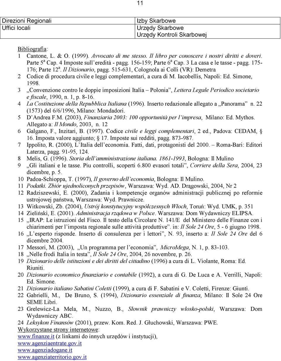 515-631, Colognola ai Colli (VR): Demetra 2 Codice di procedura civile e leggi complementari, a cura di M. Iacobellis, Napoli: Ed. Simone, 1998.