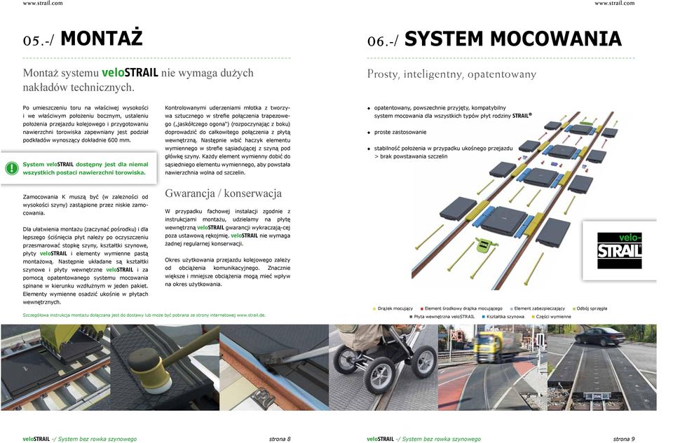 wynoszący dokładnie 600 mm. System velostrail dostępny jest dla niemal wszystkich postaci nawierzchni torowiska.