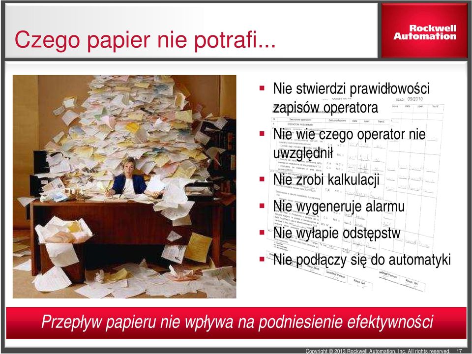 operator nie uwzględnił Nie zrobi kalkulacji Nie wygeneruje alarmu