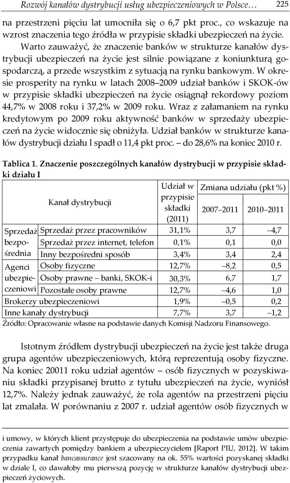 Warto zauważyć, że znaczenie banków w strukturze kanałów dystrybucji ubezpieczeń na życie jest silnie powiązane z koniunkturą gospodarczą, a przede wszystkim z sytuacją na rynku bankowym.