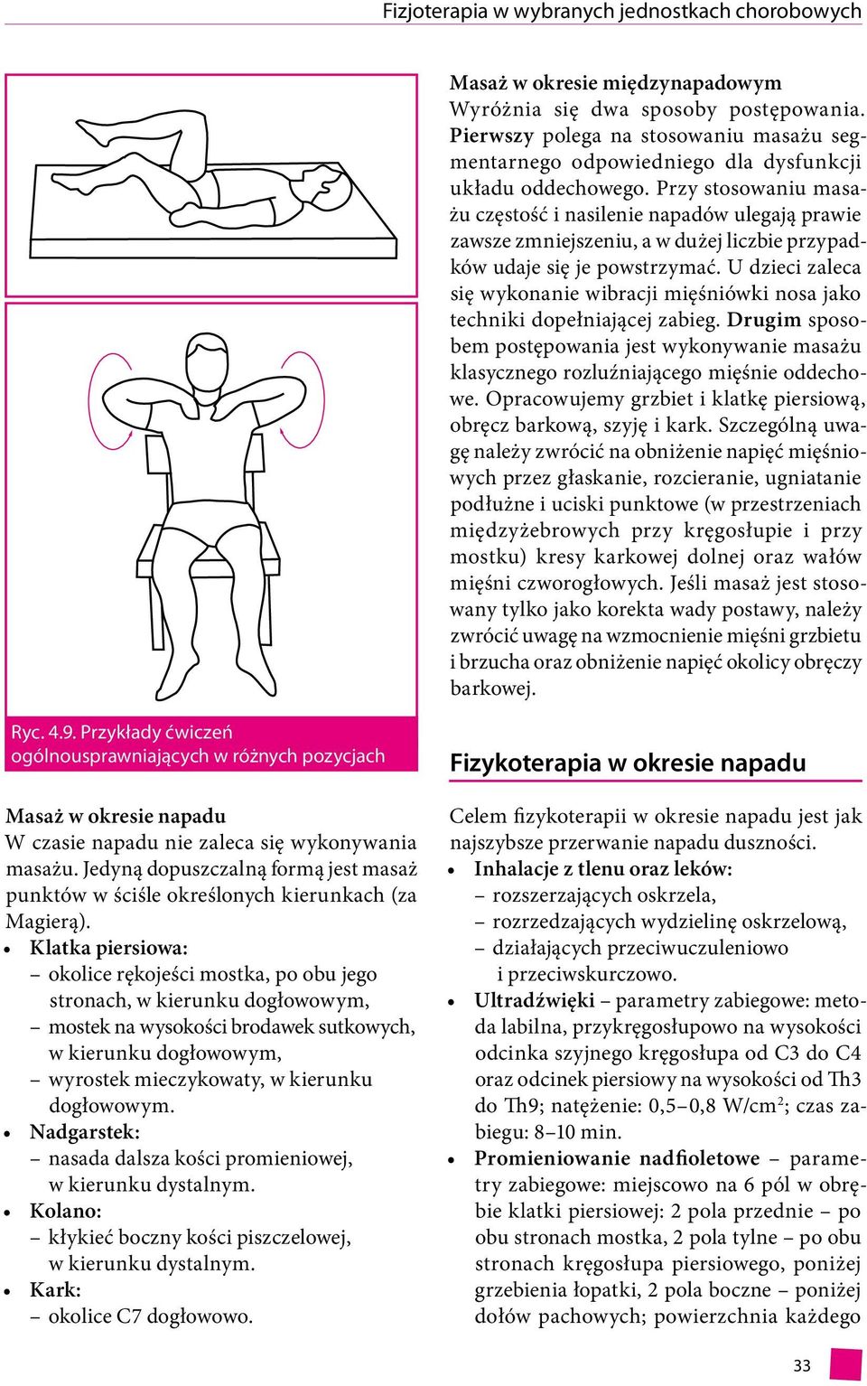 Przy stosowaniu masażu częstość i nasilenie napadów ulegają prawie zawsze zmniejszeniu, a w dużej liczbie przypadków udaje się je powstrzymać.