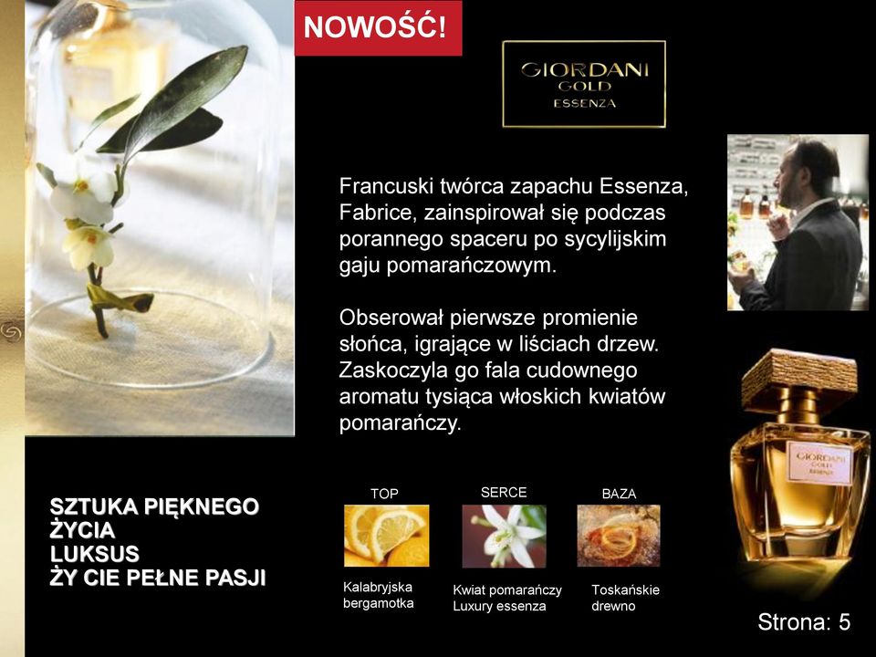 gaju pomarańczowym. Obserował pierwsze promienie słońca, igrające w liściach drzew.