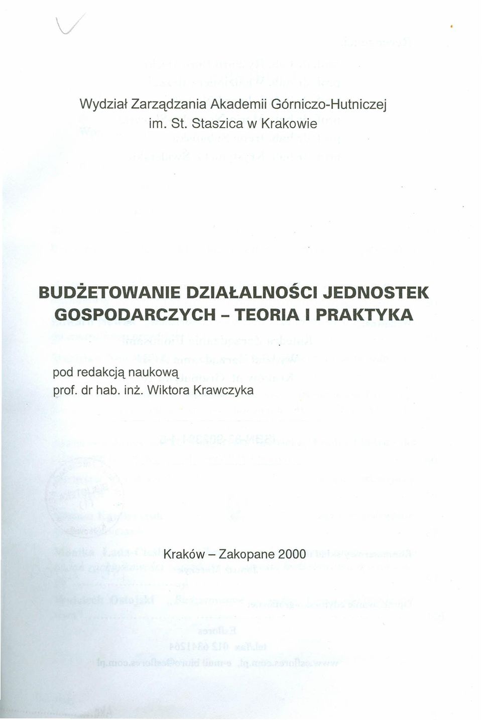 GOSPODARCZYCH - TEORIA I PRAKTYKA pod redakcją naukową