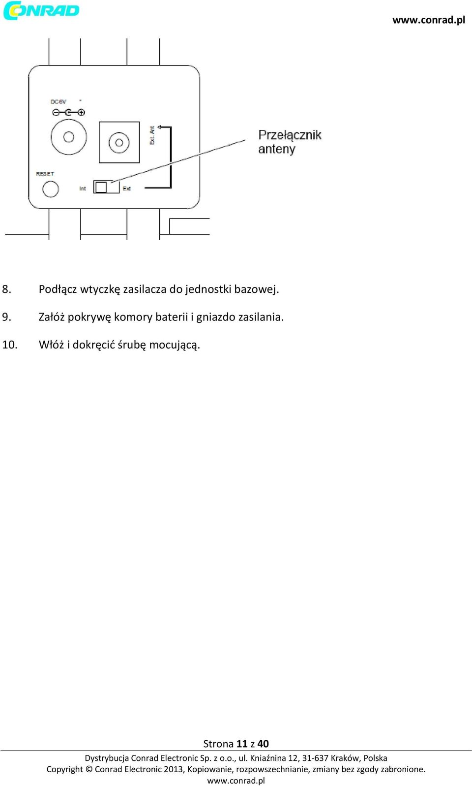 Załóż pokrywę komory baterii i gniazdo