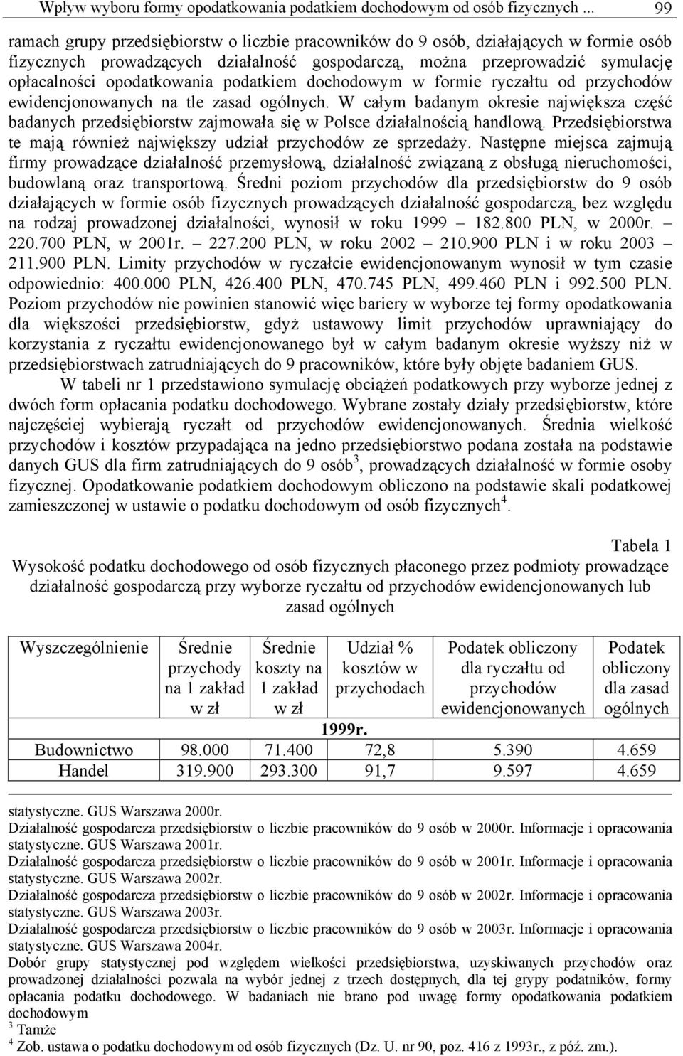 opodatkowania podatkiem dochodowym w formie ryczałtu od przychodów ewidencjonowanych na tle zasad ogólnych.