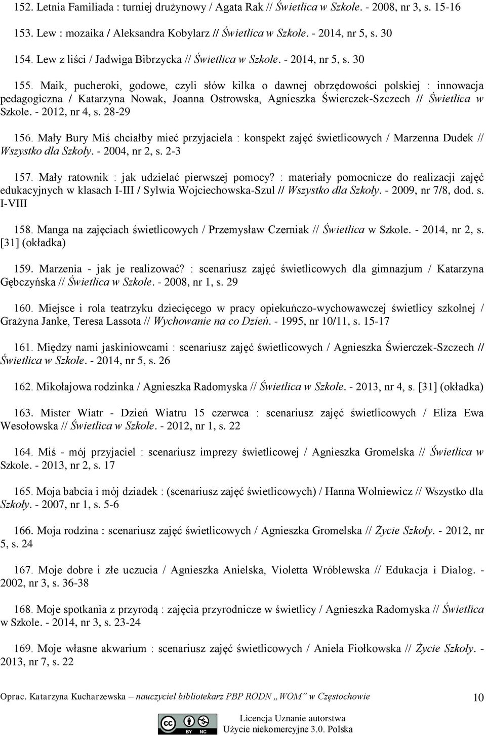 Maik, pucheroki, godowe, czyli słów kilka o dawnej obrzędowości polskiej : innowacja pedagogiczna / Katarzyna Nowak, Joanna Ostrowska, Agnieszka Świerczek-Szczech // Świetlica w Szkole.